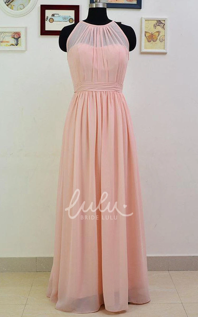 Pearl Pink Chiffon Convertible Bridesmaid Dress Floor Length