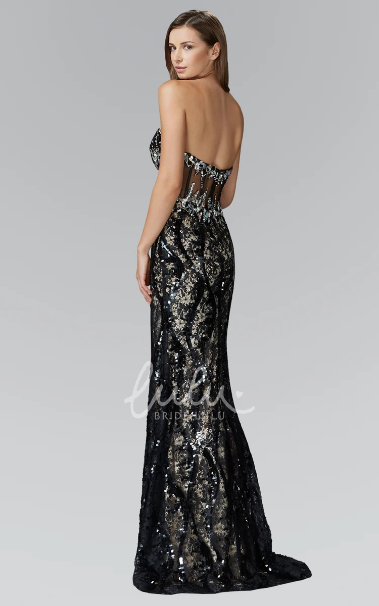 Sweetheart Sheath Prom Dress with Beading Split Front and Sleeveless Lace Back