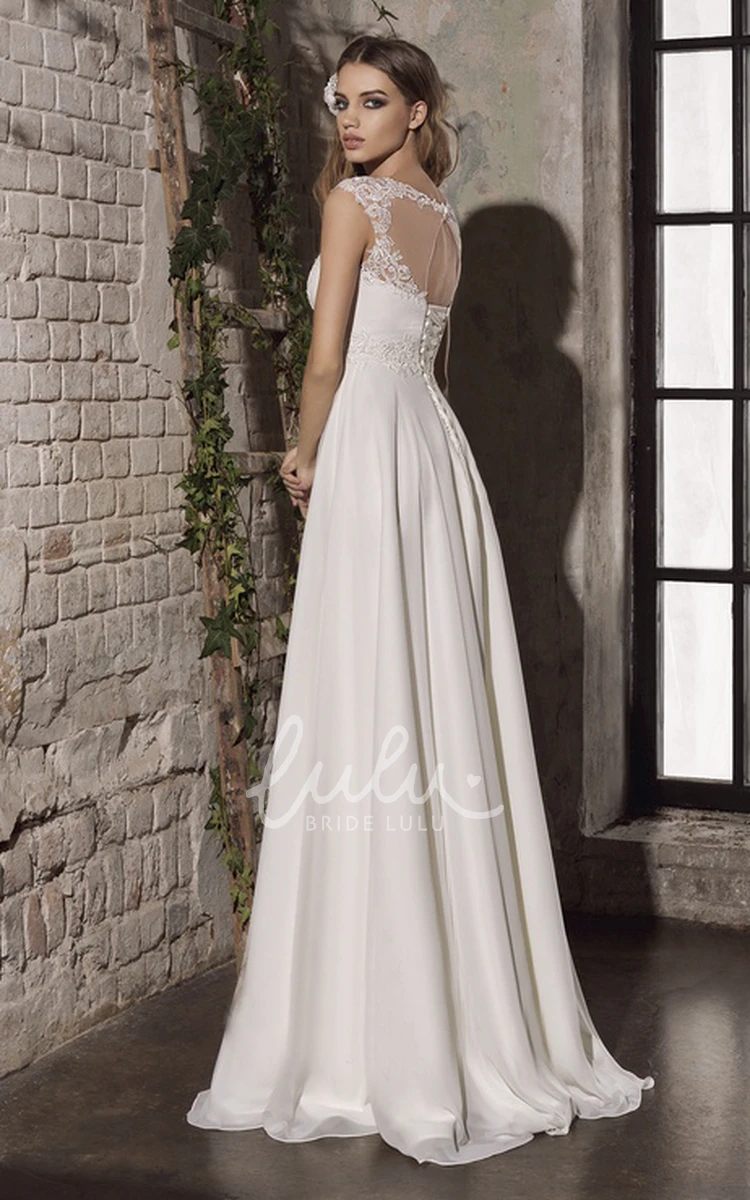 Empire Lace Sheath Bridal Gown with Keyhole and Corset Back