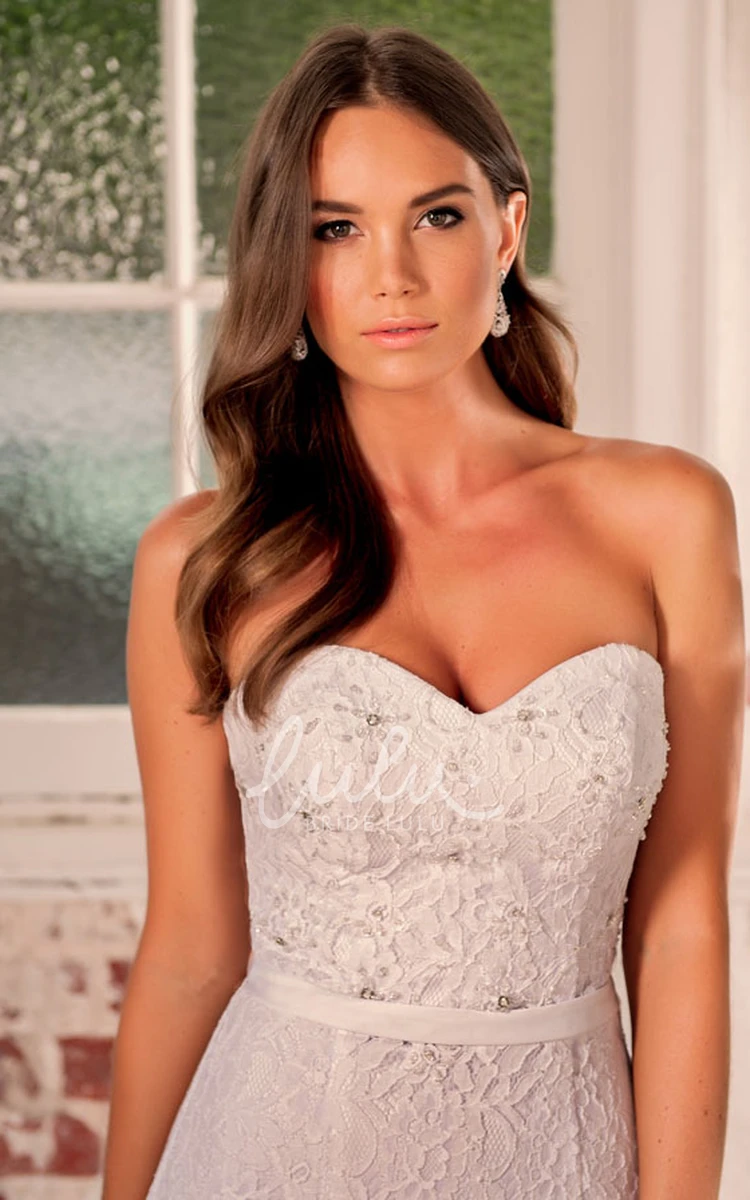 Maxi Lace Sweetheart Wedding Dress with Beading and Sash Beautiful Bridal Gown