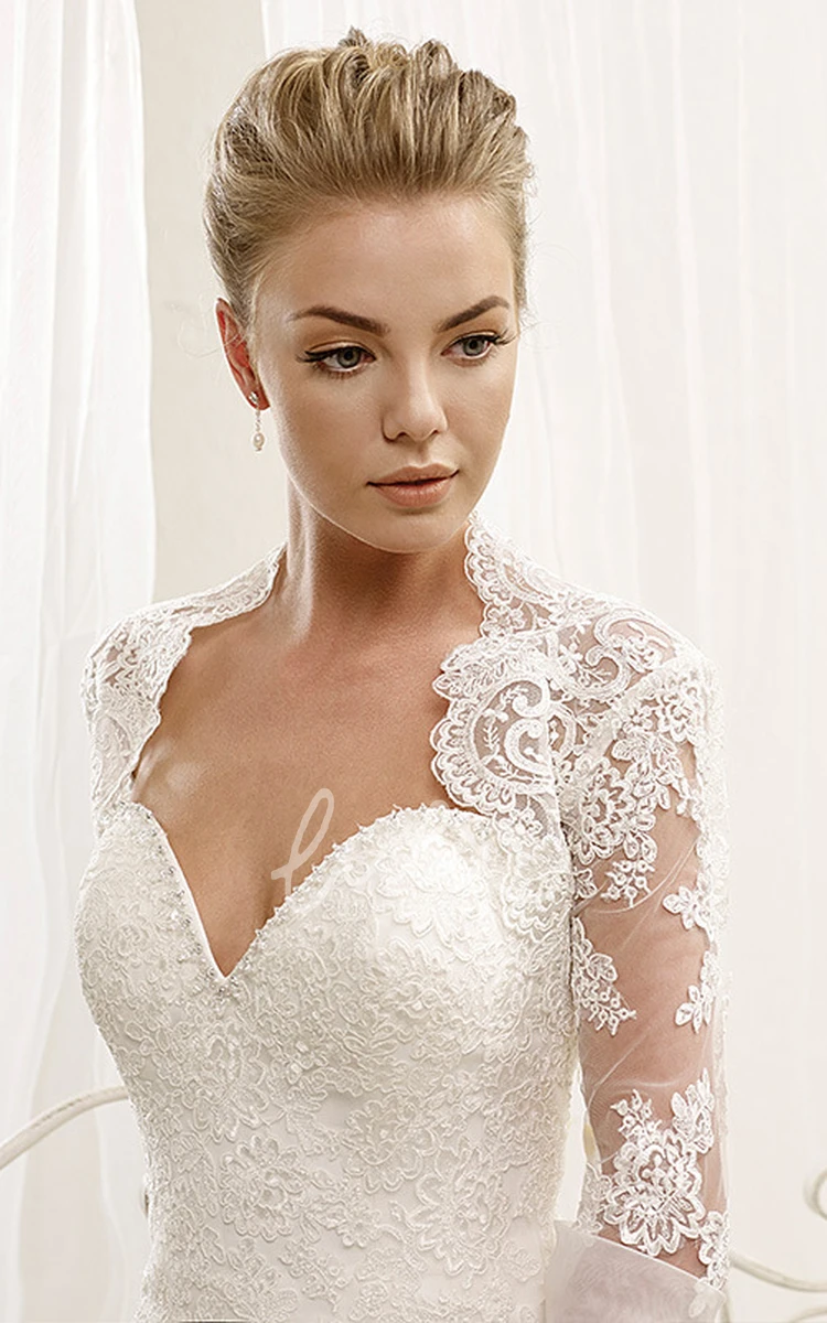 Lace Trumpet Wedding Dress with Appliques Sweetheart Half-Sleeve Maxi