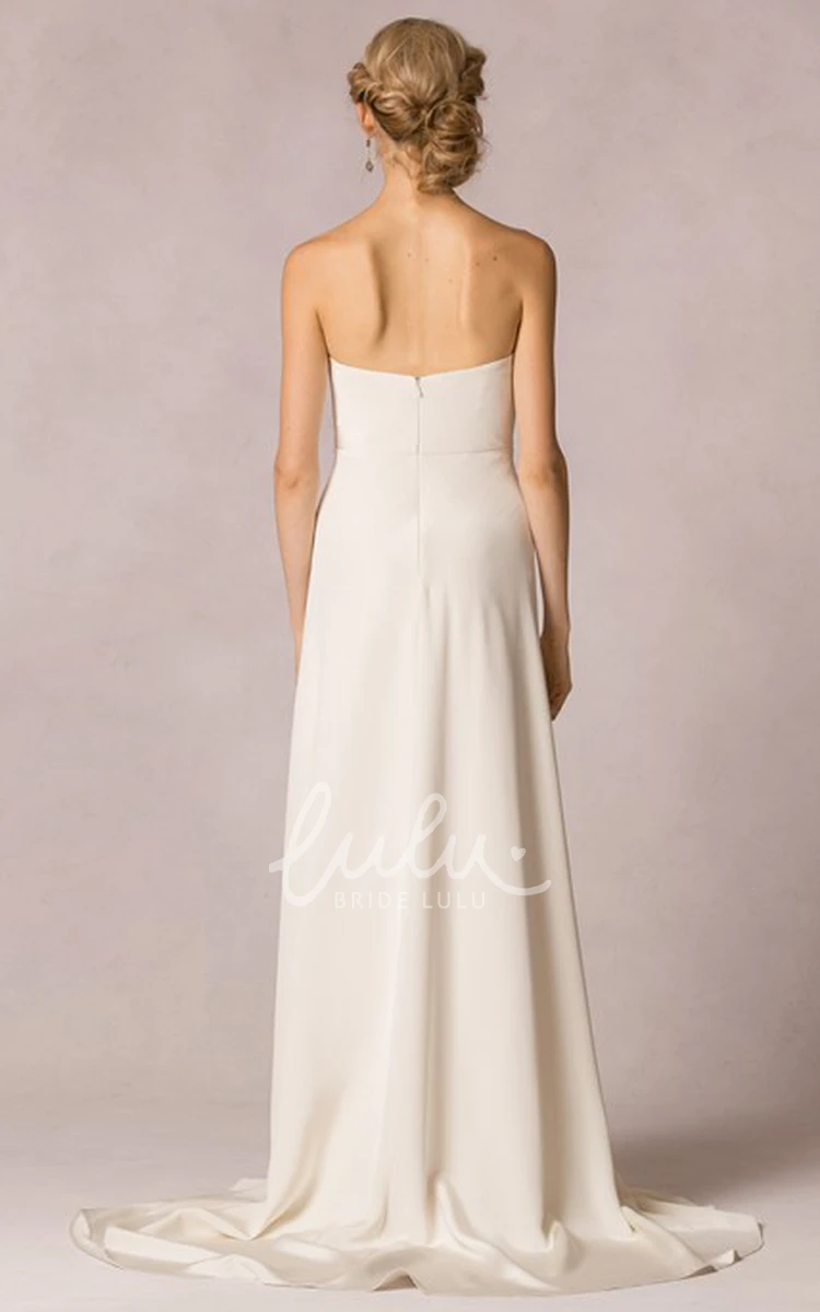 Satin Strapless Sheath Wedding Dress with Long Sleeves