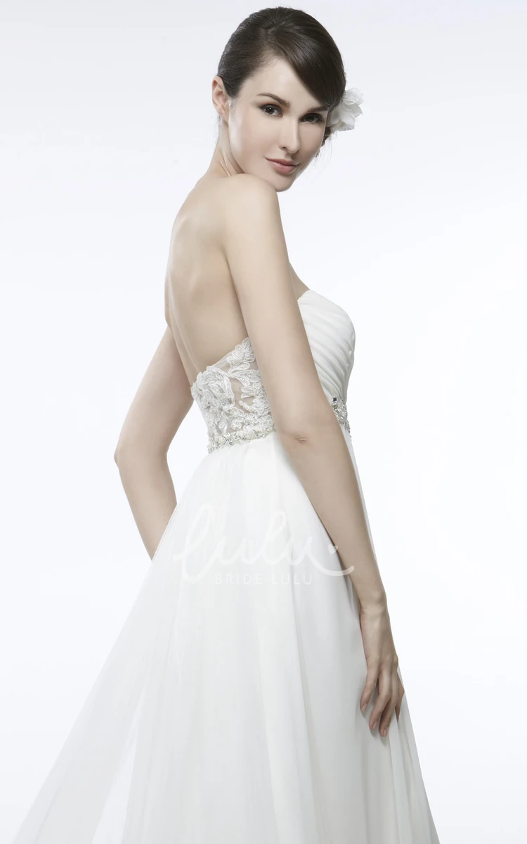 Sleeveless Sweetheart Chiffon Wedding Dress with Criss-Cross Empire Sheath Style