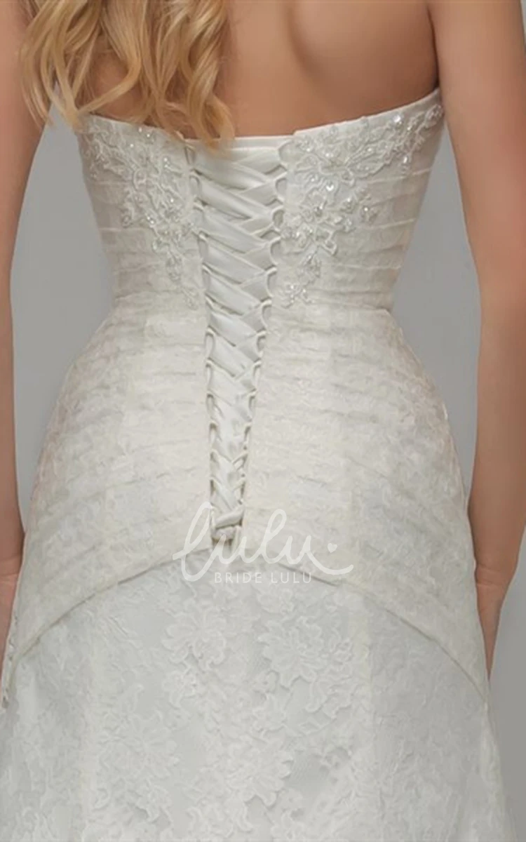 Maxi Lace A-Line Wedding Dress with Beading and Side Draping