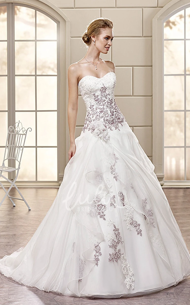 Organza Appliqued A-Line Sweetheart Wedding Dress