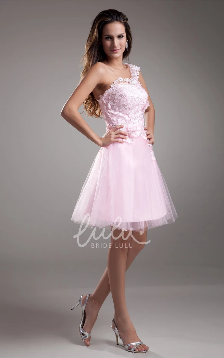 A-Line Sleeveless Mini One Shoulder Special Occasion Dress with Appliques