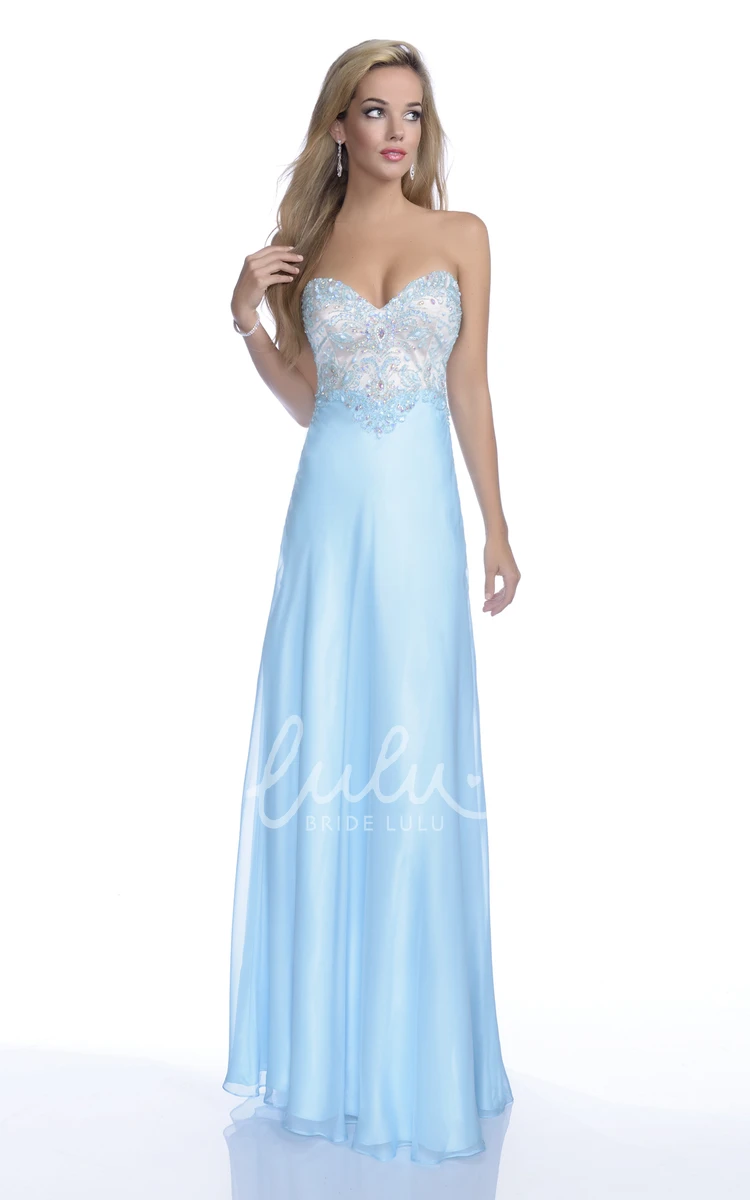 Sleeveless A-Line Chiffon Gown with Beaded Bodice and Sweetheart Neckline