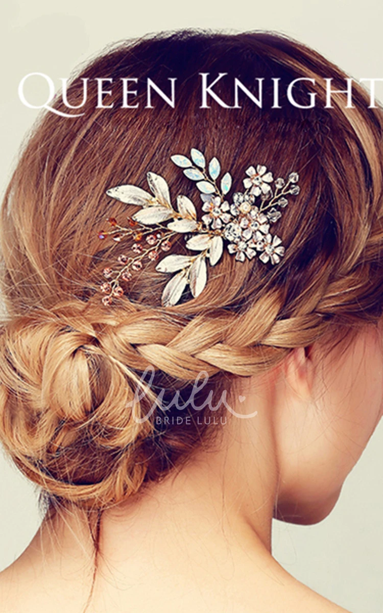 Champagne Vine Flower Branches Hair Comb Elegant Bridal Hair Accessory