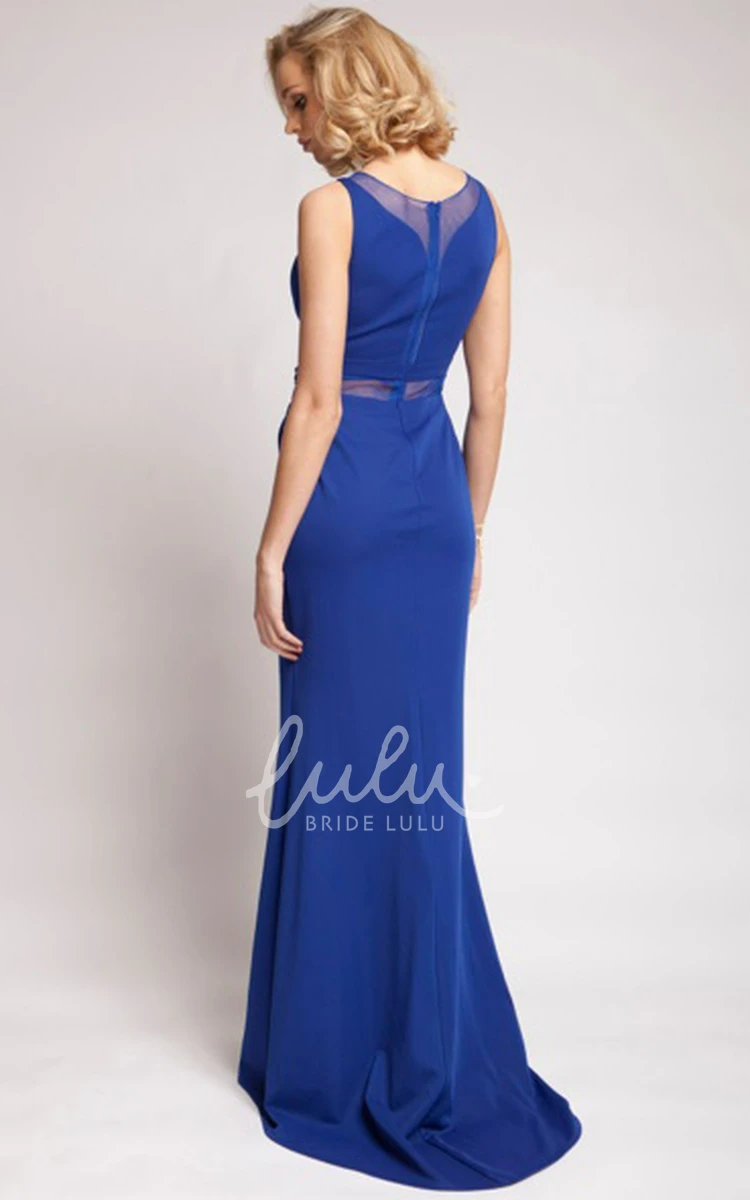 Chiffon Jeweled Scoop Neck Sleeveless Prom Dress