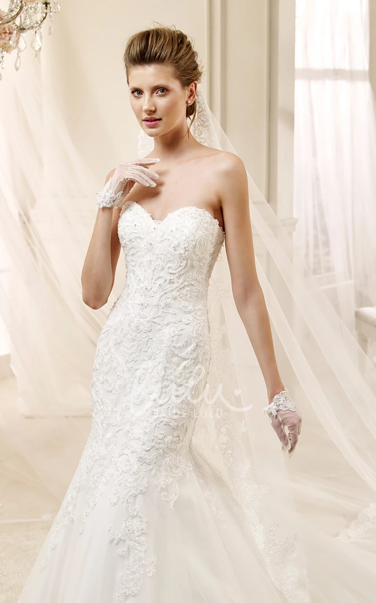 Sheath Style Lace Long Gown with Court Train Simple Wedding Dress