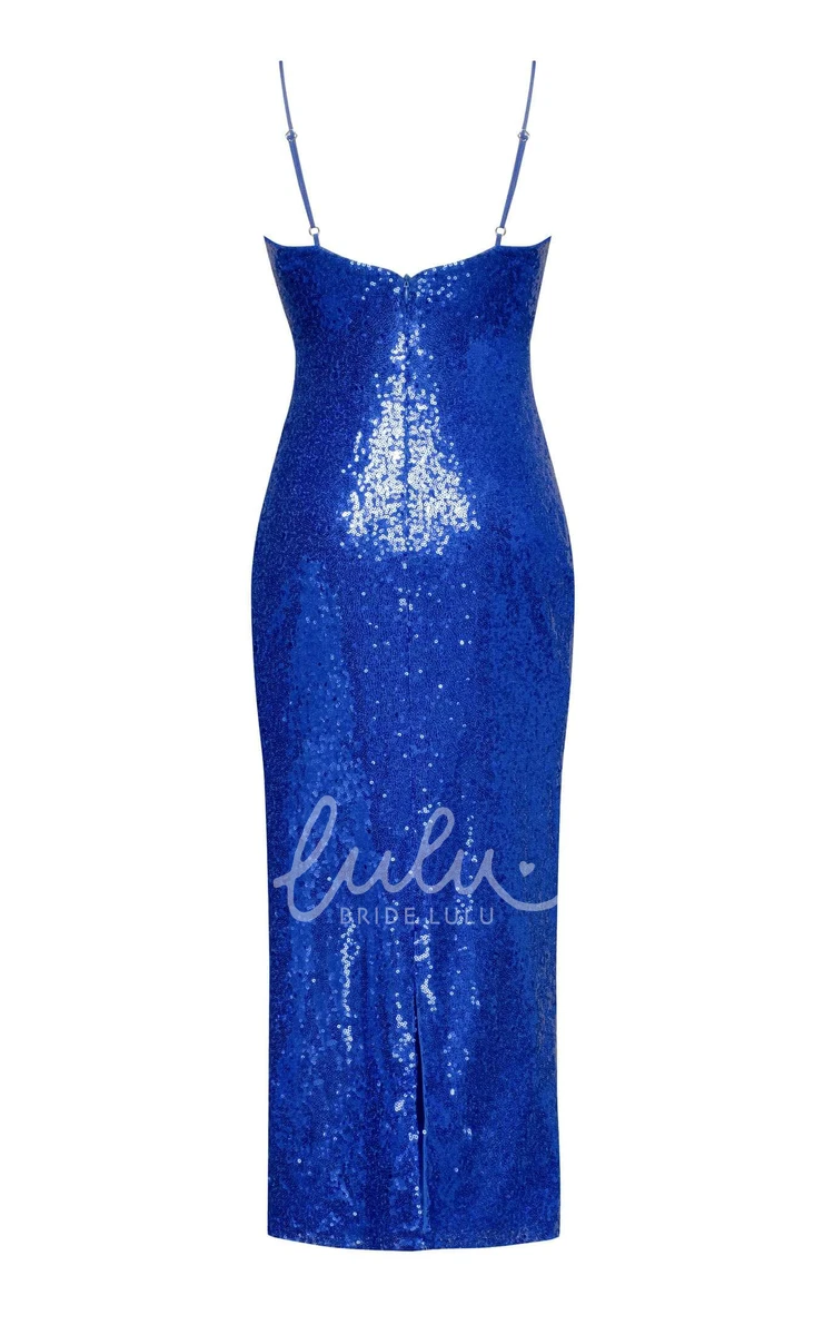 Royal Blue Sequin Sweetheart Sleeveless Evening Dress Women's Formal Dress