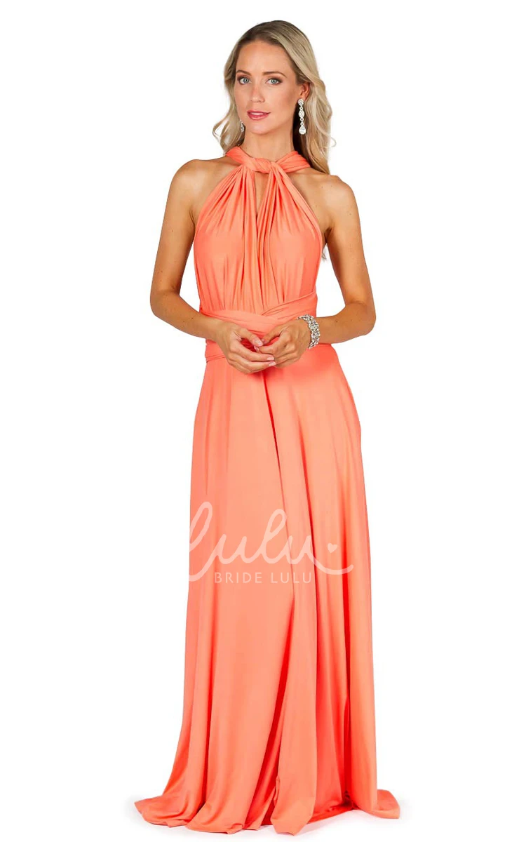 Maxi One-Shoulder Chiffon Bridesmaid Dress with Straps Unique Convertible Design