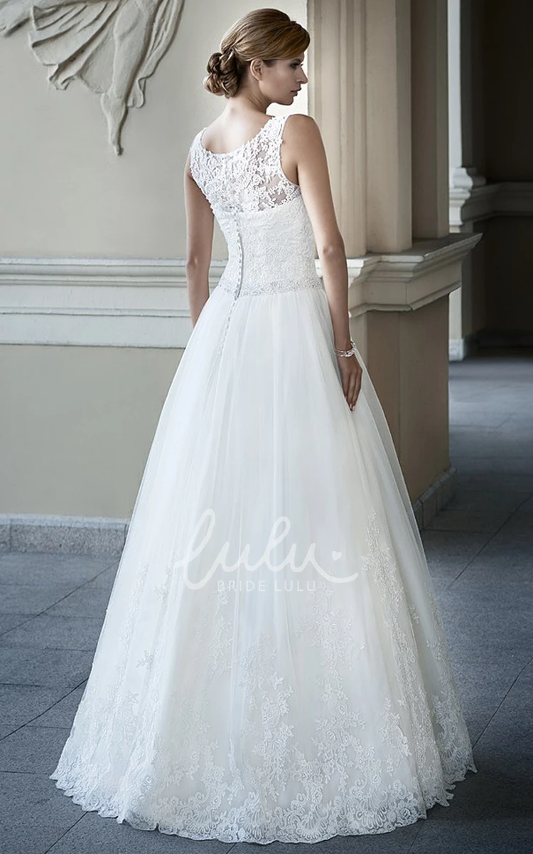 Scoop-Neck Lace Wedding Dress Ball Gown Maxi Appliqued