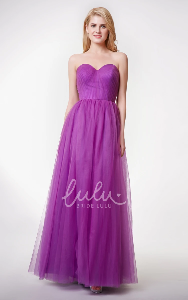 Sleeveless Tulle Prom Dress with Pleats and Convertible Straps A-line