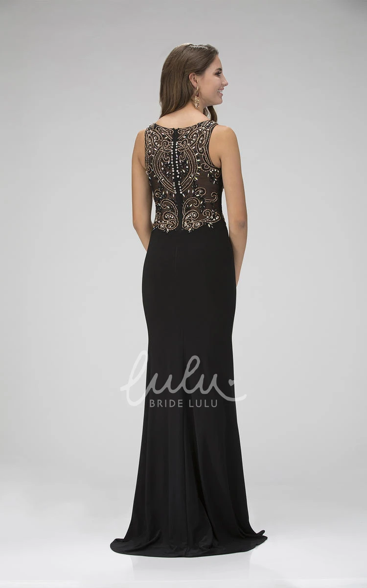 Jersey Sheath Bridesmaid Dress with Split Front and Beading