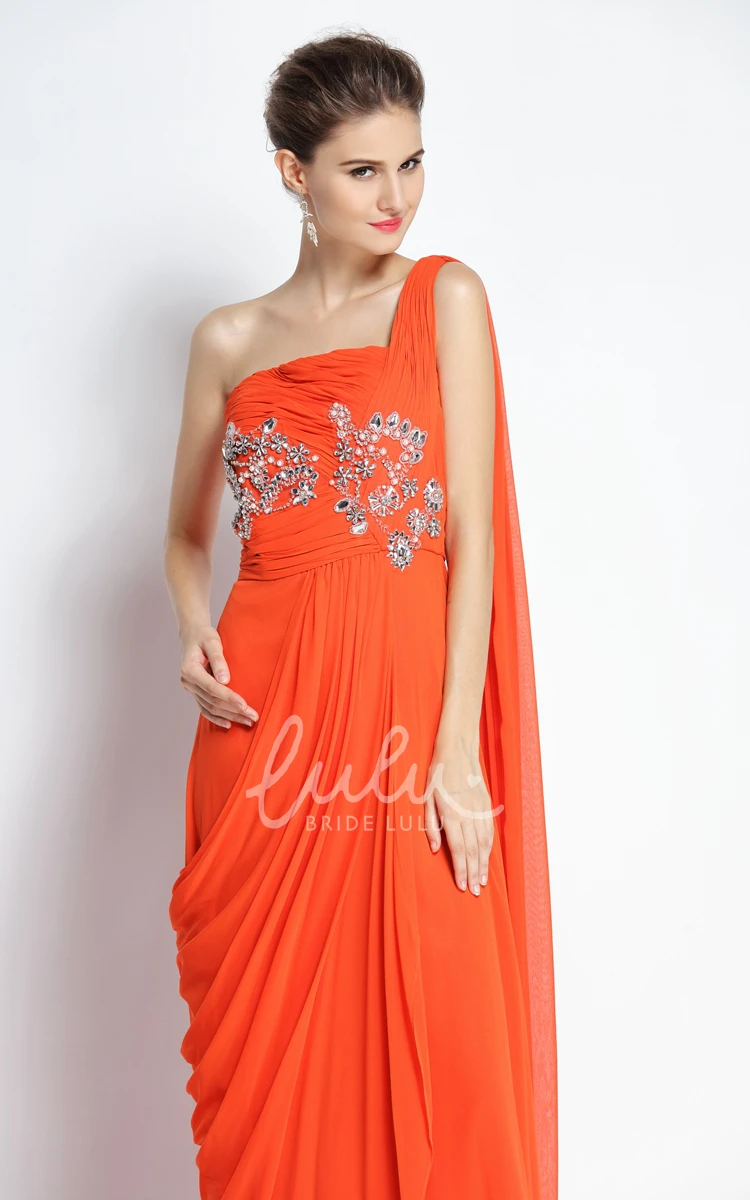 A-Line Chiffon Prom Dress Floor-length One-shoulder + Draping + Unique