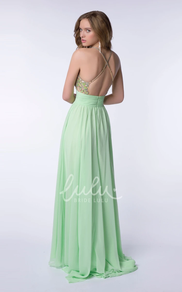 Chiffon A-Line Homecoming Dress with V-Neck Pleats and Cross Straps Elegant 2024 Women's Dress