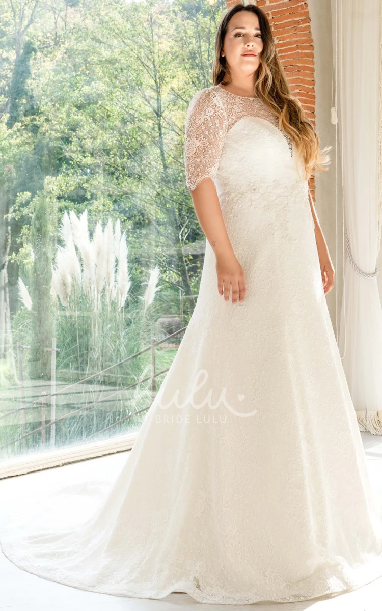 Lace Bateau Long Sleeve Wedding Dress Elegant A Line Floor-Length Appliqued Bridal Gown