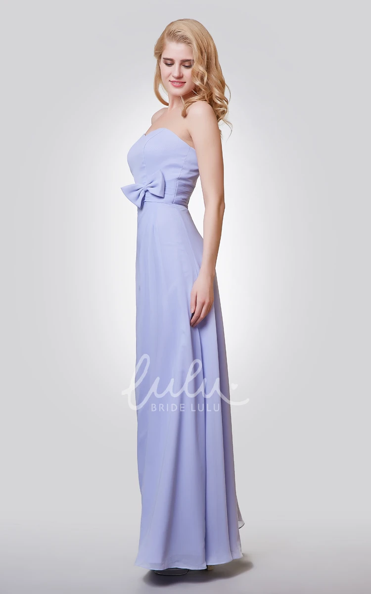 Backless Sweetheart A-line Long Dress with Bow and Elegant Chiffon