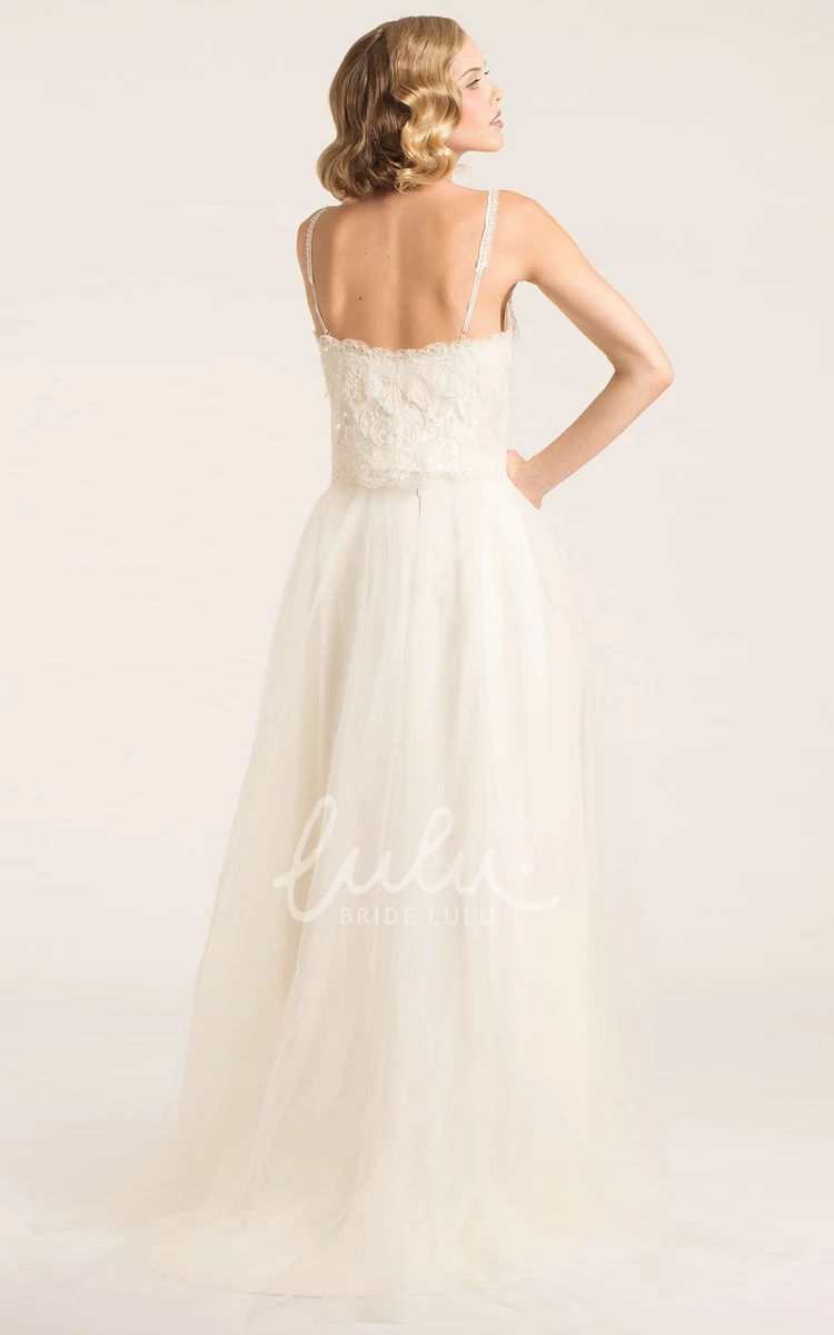 Appliqued Tulle Sleeveless Wedding Dress A-Line Bridal Gown