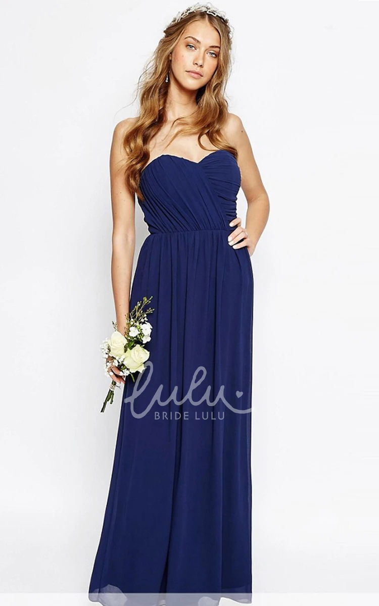 Sweetheart Ruched Chiffon Bridesmaid Dress Ankle-Length