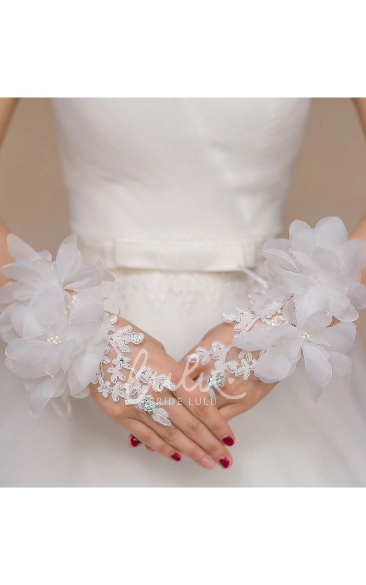 Lace Short Gloves with Hook Wedding Dress Accessory