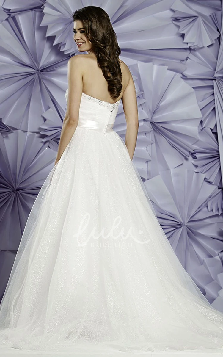 Beaded Sweetheart Tulle Ball Gown Wedding Dress Sleeveless Long Sequins