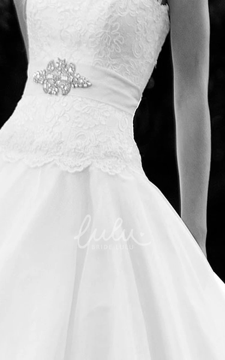 Chiffon Appliqued Wedding Dress with Bow Strapless Long