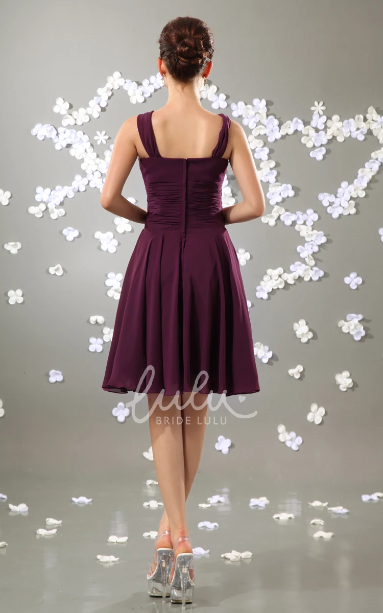 Chiffon Prom Dress With Floral Cross Straps Stylish & Short