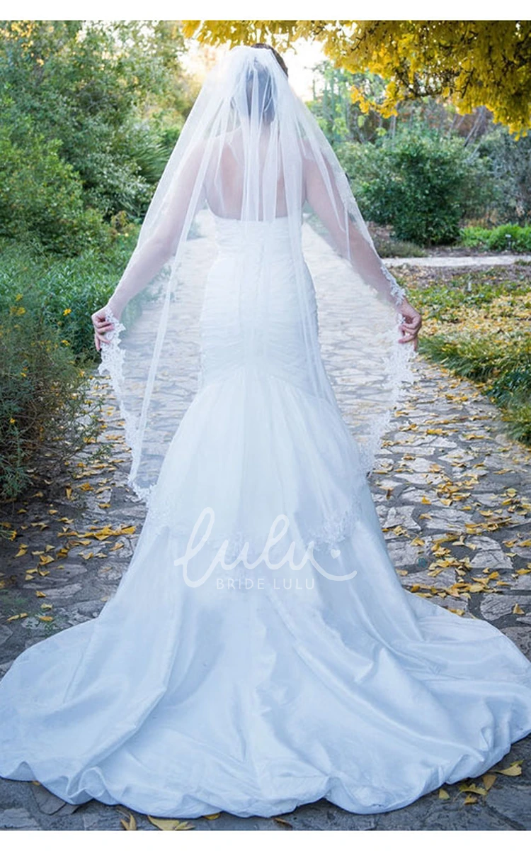 Lace Trim Single Layer Wedding Veil Retro Style Wedding Dress Accessory