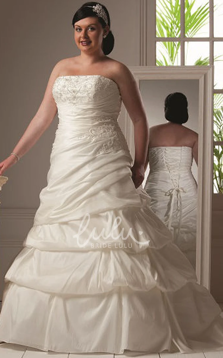 Taffeta Bridal Ball Gown with Ruffles Strapless Wedding Dress