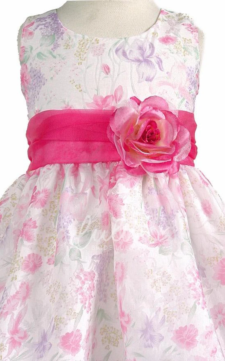 Floral Organza Tea-Length Flower Girl Dress Unique and Elegant