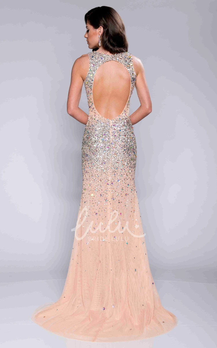 Sequined Sleeveless V-Neck Prom Dress with Front Slit Long 2024