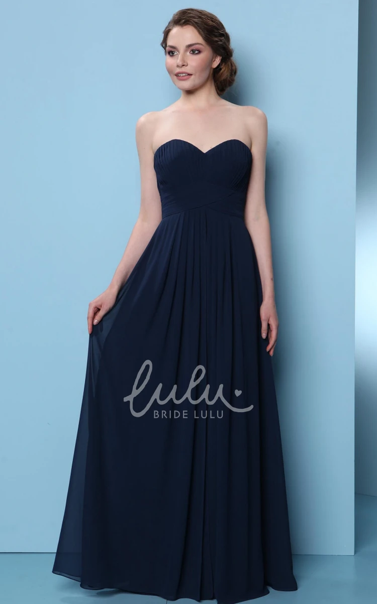 A-Line Sweetheart Chiffon Bridesmaid Dress with Ruching and Floor-Length