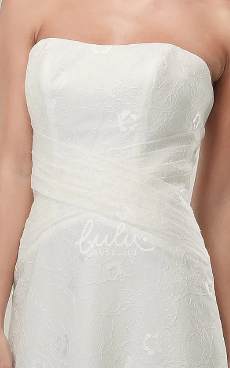 Lace Strapless Wedding Dress Sleeveless Floor-Length