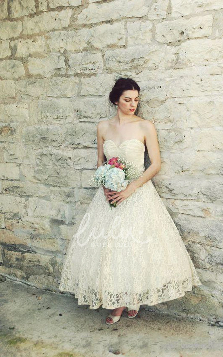 Bell Sleeve Lace A-Line Dress with Sweetheart Neckline and Draping