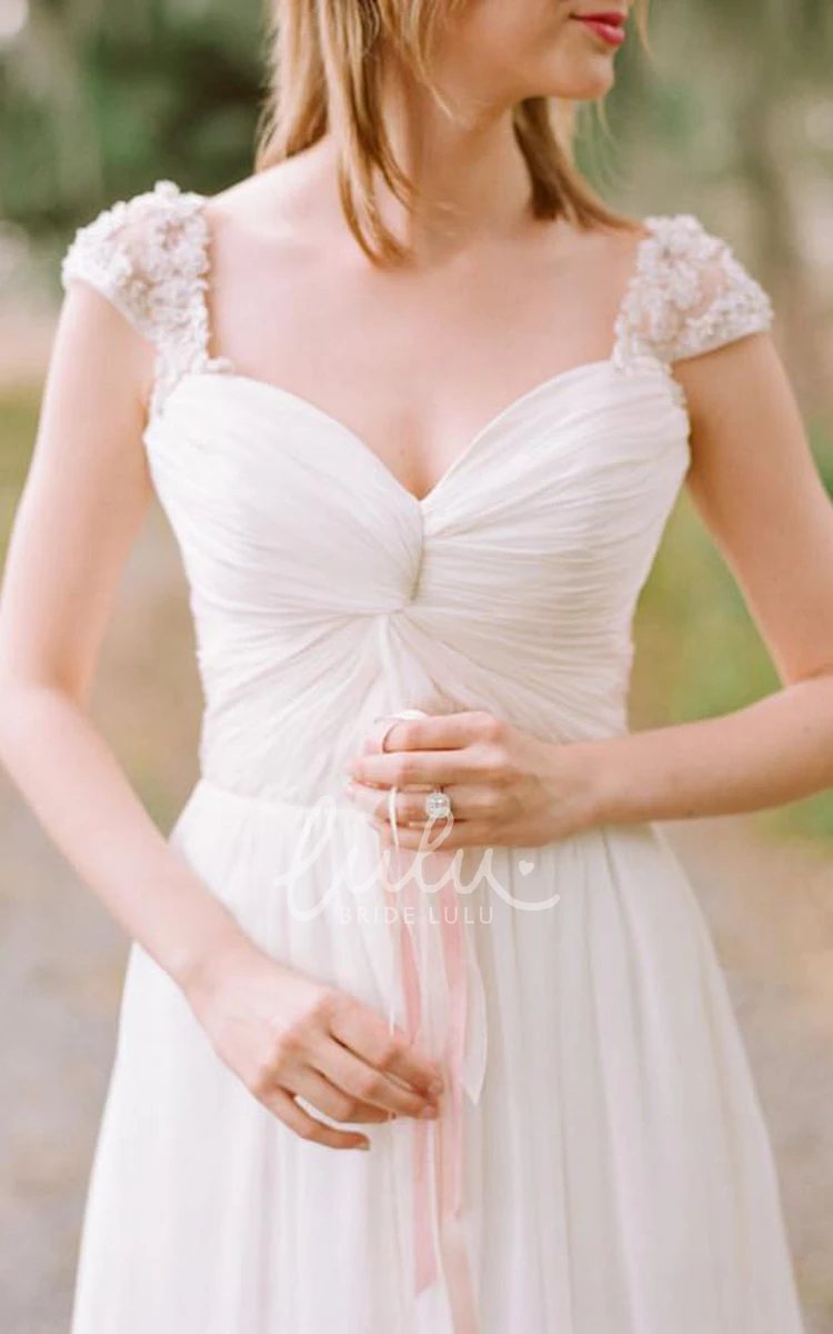 Sweetheart Chiffon A-Line Wedding Dress Flowy Beach Bridal Gown