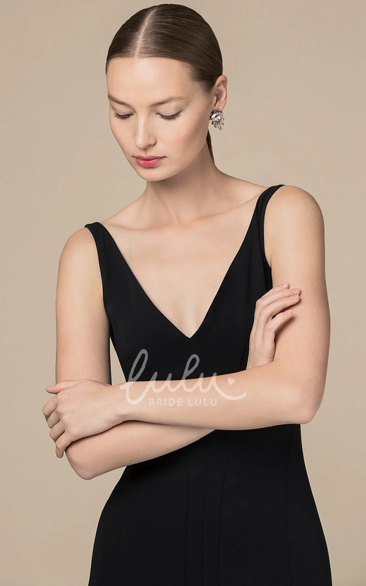 Satin A Line Evening Dress with V-neck and Backless Design