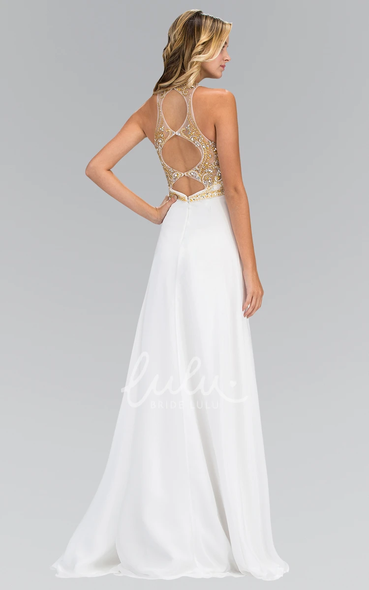 A-Line Beaded Jersey Keyhole Bridesmaid Dress