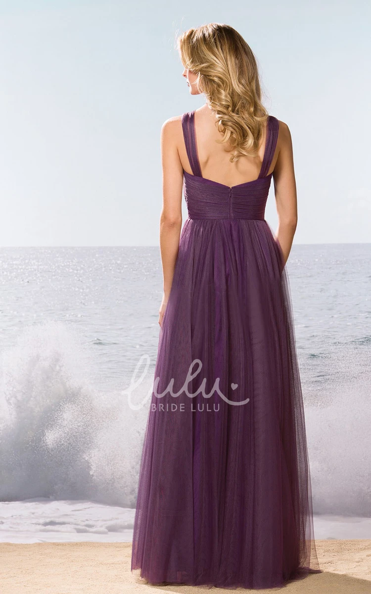Sleeveless A-Line Tulle Bridesmaid Dress With Crisscross Style Unique Sleeveless A-Line Tulle Bridesmaid Dress with Crisscross Style