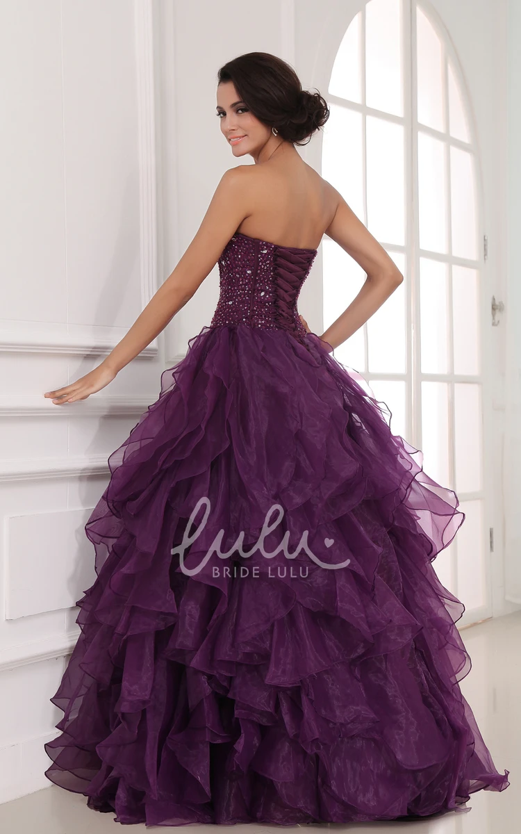 A-Line Prom Dress with Organza Ruffles and Beading Sweetheart Ball Gown