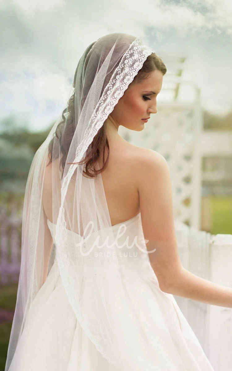 Boho Lace Tulle Wedding Veil Retro & Soft Applique