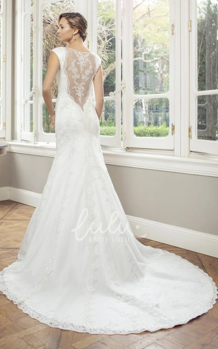 Square-Neck Sleeveless Sheath Lace Wedding Dress with Illusion Timeless Bridal Gown