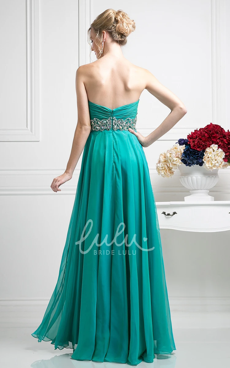 Sweetheart Chiffon Backless Bridesmaid Dress with Ruching and Waist Jewelry