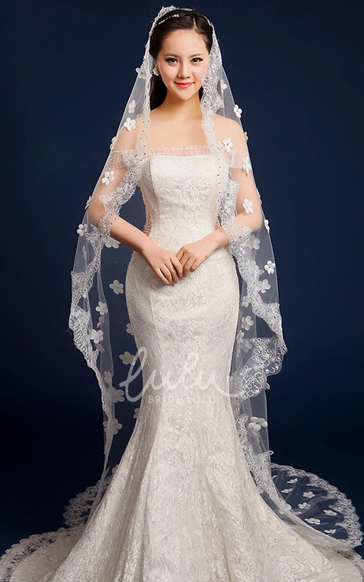 Cathedral Wedding Veil Floral Lace Edge