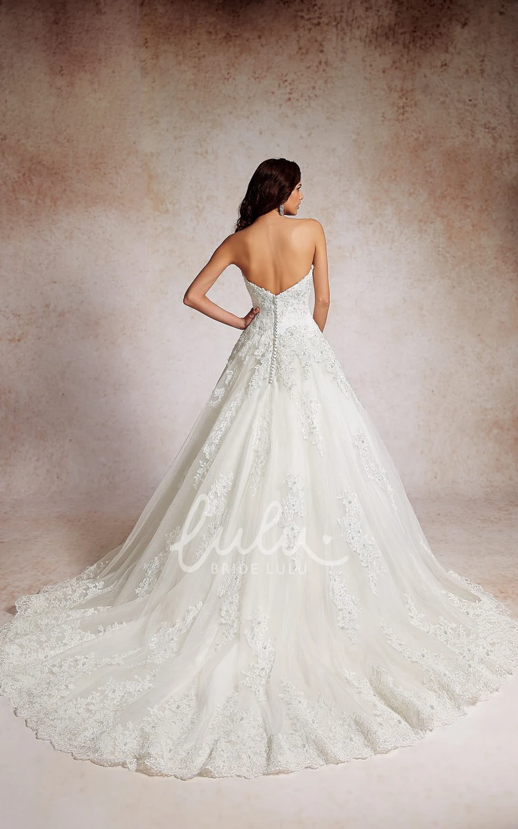 Lace Applique Beaded Sweetheart A-Line Wedding Dress