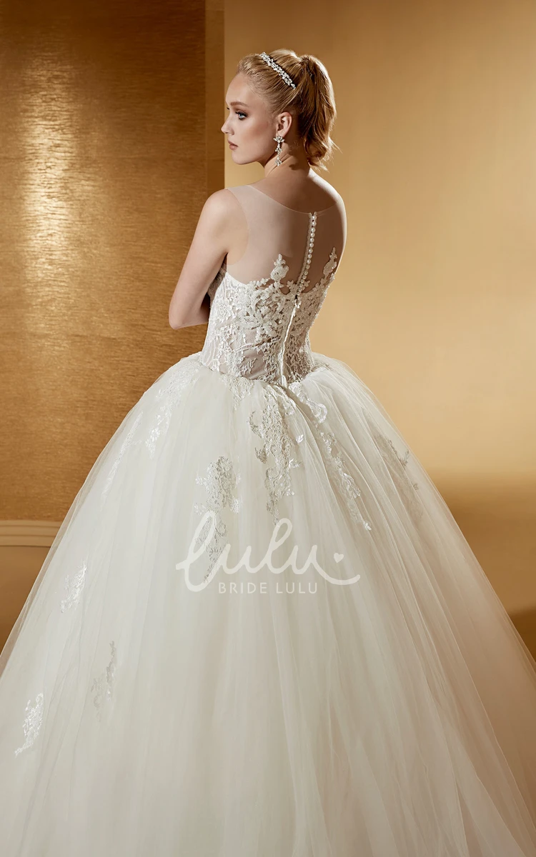 Cap Sleeve Illusion Wedding Dress with Lace Corset