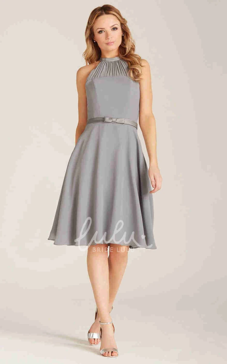 Knee-Length Chiffon Bridesmaid Dress with Ruching Simple Bridesmaid Dress