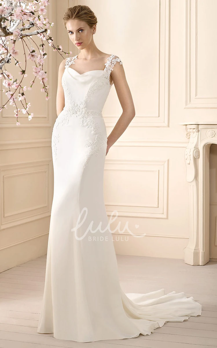 Appliqued Chiffon Strapped Wedding Dress Sleeveless Floor-Length