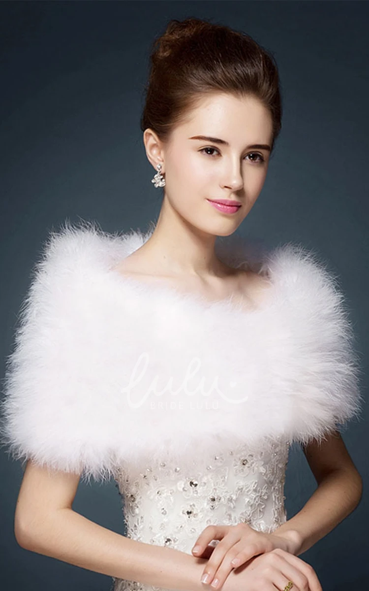 Wedding Dress Bride Fur Ostrich Hair Shawl Cape with Wool